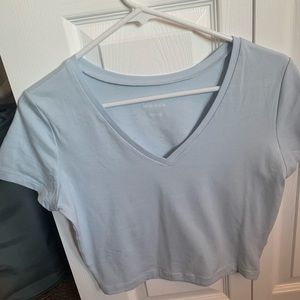 Baby Blue V-Neck Crop Top